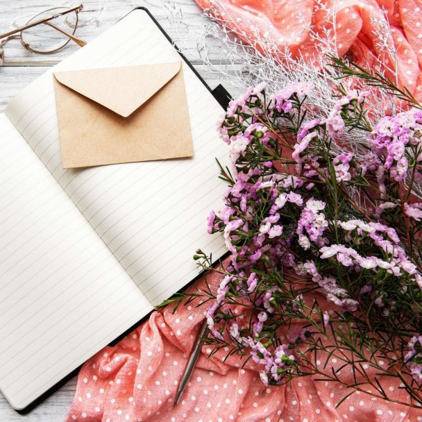 reflection, journal, flowers