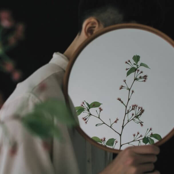 mirror, flowers, self love